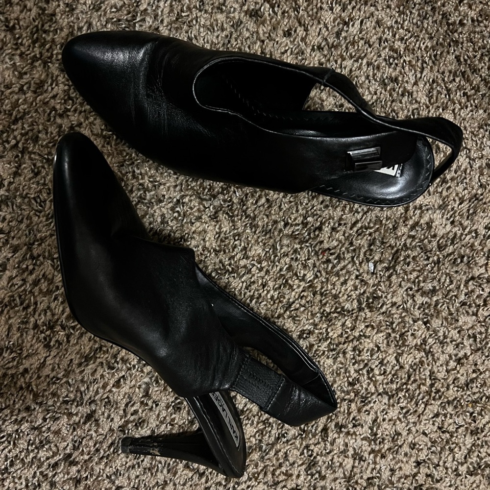 Karl Largerfeld black leather heels